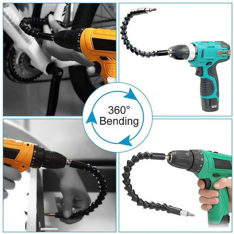 Univerzális, rugalmas 1/4`` hatlapú fúrószár hosszabbító készlet foglalat adapter átalakító markolat csavarhúzó derékszögű fúró rögzítőkészlet