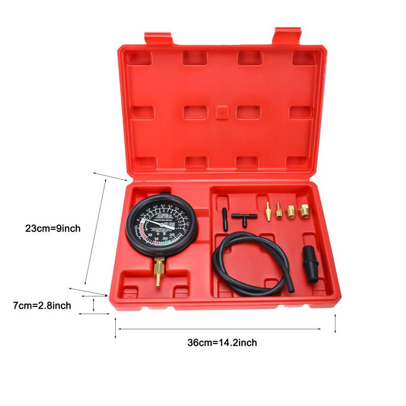 Karburátor szénhidrát szelep üzemanyag-szivattyú nyomás, vákuumvizsgáló műszer tesztkészlet, motor vákuumnyomás teszter autóipari teherautókhoz