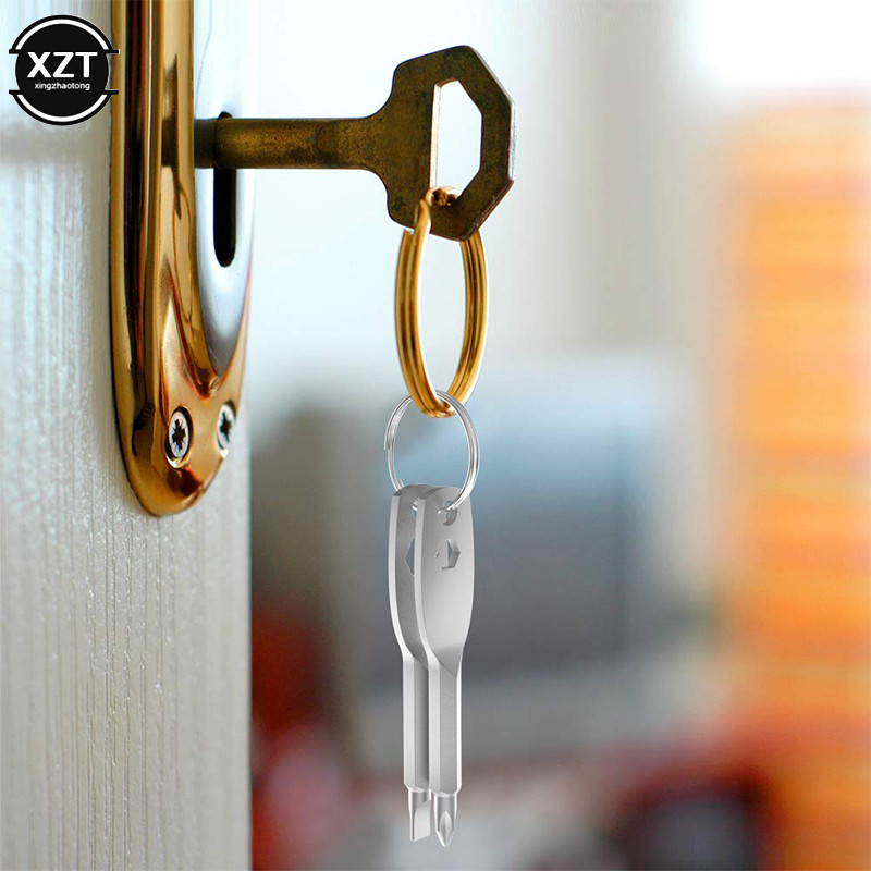 Μίνι κατσαβίδι από ανοξείδωτο ατσάλι EDC Κατσαβίδι πολλαπλών λειτουργιών Κλειδί με σχισμή/σταυρωτό κατσαβίδι Εργαλείο επισκευής μπρελόκ τσέπης