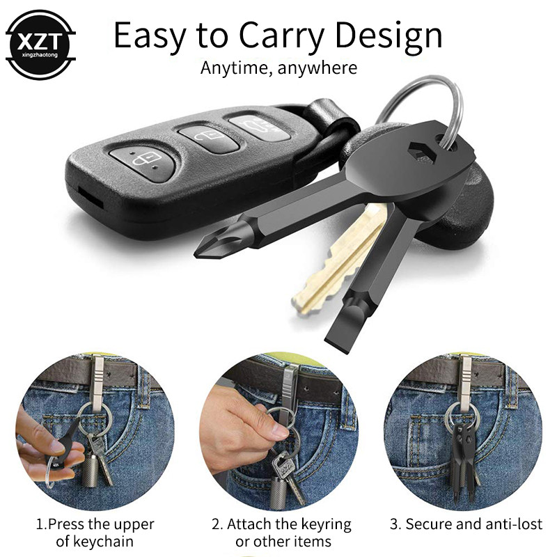 Μίνι κατσαβίδι από ανοξείδωτο ατσάλι EDC Κατσαβίδι πολλαπλών λειτουργιών Κλειδί με σχισμή/σταυρωτό κατσαβίδι Εργαλείο επισκευής μπρελόκ τσέπης