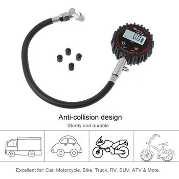 Удобен дигитален манометър за налягане в гумите 0-200 PSI Барометри с висока точност Лесен за разчитане дигитален манометър за въздушно налягане в гуми