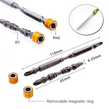 1 бр. Магнитна отвертка с кръстосана двойна глава Електрическа отвертка с магнитна накрайник е подходяща за пробиване на стенни винтове