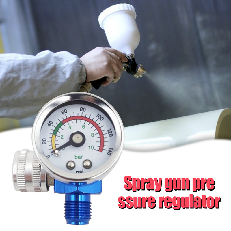 G1/4 collu smidzināšanas pistoles regulēšanas gaisa spiediena regulatora mērītājs Automašīnu remonta krāsošanas rīks Pneimatiskie instrumenti Smidzināšanas pistoles piederumi