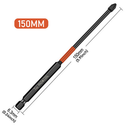 Magnetilise partiipea löögipeaga, tugeva ristiga PH2 suure kõvadusega kruvikeerajate komplekt 25/50/65/70/90/150 mm libisemisvastaste veekindlate otsikute komplekt