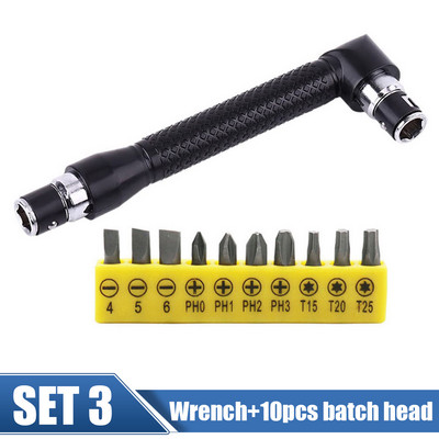 Csavarhúzó és bitkészlet L alakú 1/4 hüvelykes hatlapfejű csavarkulcs Duplafejű fogantyú belső kereszt Új hárompontos csavarhúzó bitek