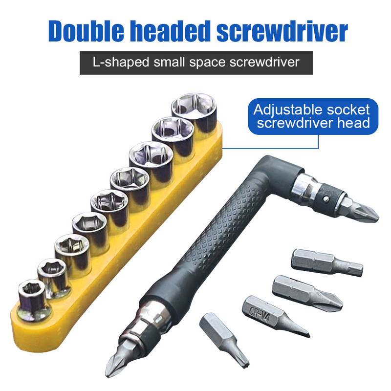 Csavarhúzó és bitkészlet L alakú 1/4 hüvelykes hatlapfejű csavarkulcs Duplafejű fogantyú belső kereszt Új hárompontos csavarhúzó bitek