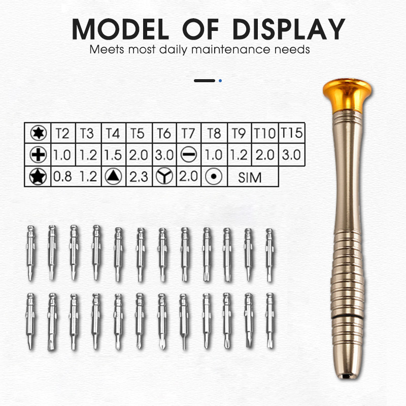 KINDLOV Mini set de șurubelnițe de precizie 25 în 1 Biți de șuruburi Torx Phillips Kit de instrumente de reparare pentru deschidere pentru ochelari iPhone, ceas, laptop