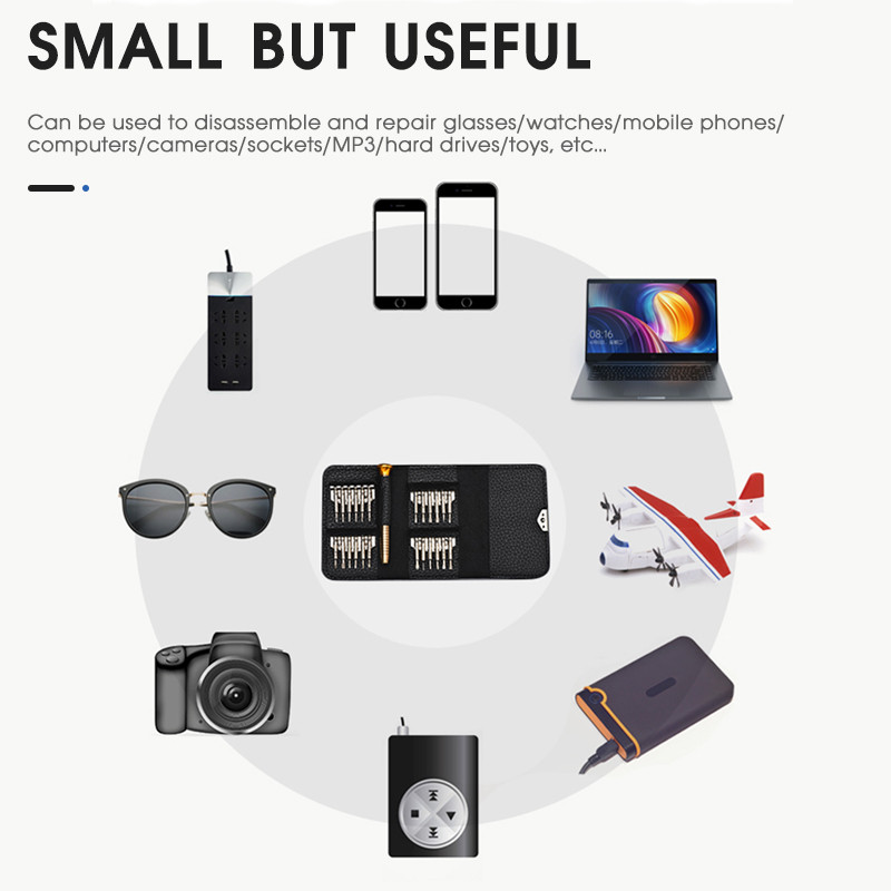 KINDLOV Mini set de șurubelnițe de precizie 25 în 1 Biți de șuruburi Torx Phillips Kit de instrumente de reparare pentru deschidere pentru ochelari iPhone, ceas, laptop