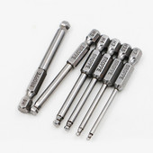 6 tk/komplekt 1/4" 65mm H2-H6 kuulpeaga kuuskantkruvikeeraja S2 magnetiline elektriline puur Kuusnurkne kruvikeeraja peaga elektriline kruvikeeraja tööriist