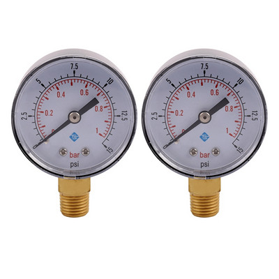 2X 0-1bar 50Mm víznyomásmérő 1/4 hüvelykes NPT menet manométer TS-50-15Psi