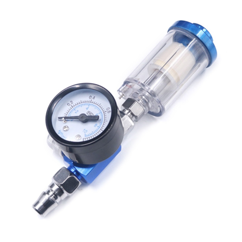 Manometru aer cu manometru cu scară duală și separator de apă ulei-metal