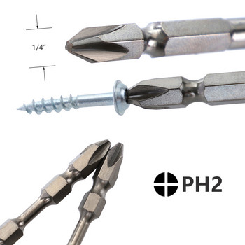 S2 PH2 Σετ κατσαβιδιών 65mm/100mm Magnetic Screwdriver Bit 1/4\'\' Εξαγωνικό στέλεχος Κατσαβίδι διπλής κεφαλής για ηλεκτρικό τρυπάνι