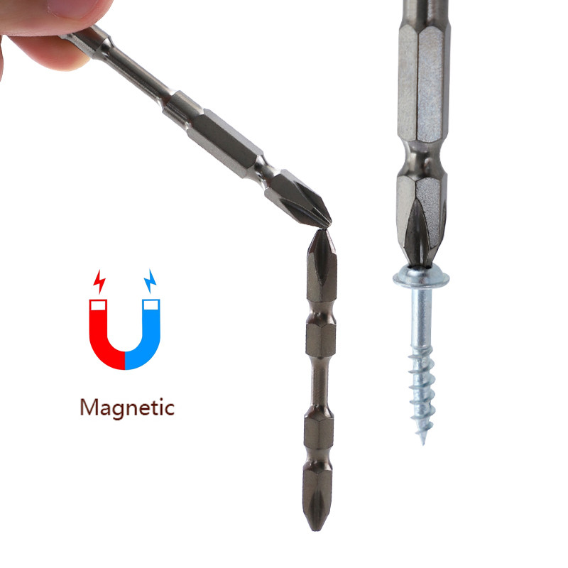S2 PH2 skrūvgriežu komplekts 65 mm/100 mm magnētiskā skrūvgrieža uzgalis 1/4 collu sešstūra kāta skrūvgriezis, dubultā galva elektriskajai urbjmašīnai