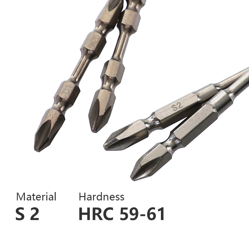 S2 PH2 skrūvgriežu komplekts 65 mm/100 mm magnētiskā skrūvgrieža uzgalis 1/4 collu sešstūra kāta skrūvgriezis, dubultā galva elektriskajai urbjmašīnai