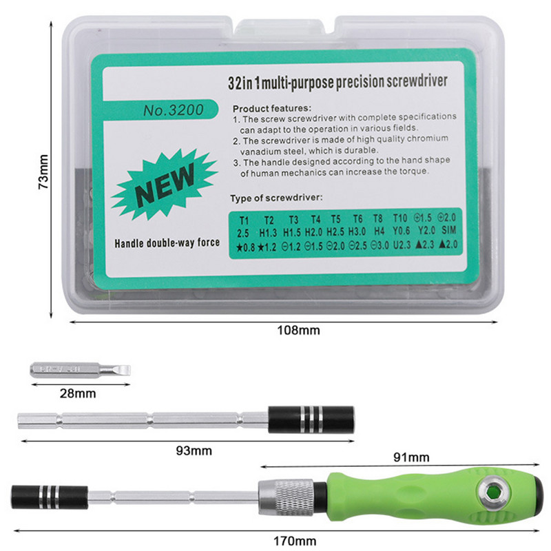 2023 csavarhúzó készlet mágneses csavarhúzó készlet 32 az 1-ben precíziós elektromos iPhone számítógépes háromszárnyú csavarhúzó kicsi