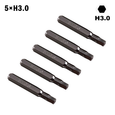 5 vnt Atsuktuvo antgalis H4×28mm Mažo šešiakampio atsuktuvo antgalis H0,7 H0,9 H1,5 H2 H3 H4 4 mm šešiakampio koto baldų pramonės varžtų įranga