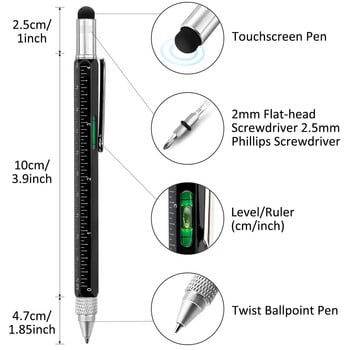 6 в 1 Мултиинструмент Технически инструмент Отвертка Писалка с линийка, нивомер, химикалка и пълнители за химикалки, подаръци за химикалки за мъже, страхотна джаджа
