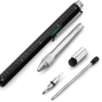 Στυλό κατσαβιδιού 6 σε 1 Multitool Tech Tool με Χάρακα, Levelgauge, Στυλό και Ανταλλακτικά στυλό, Δώρα με στυλό για άνδρες, Cool Gadget