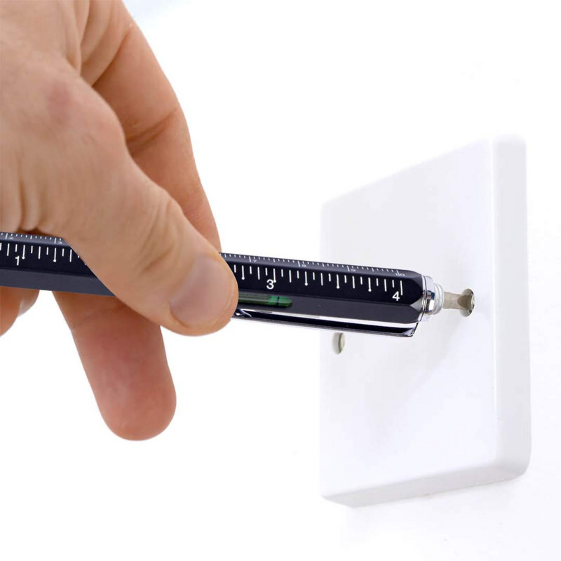 6 în-1 Multitool Tech Tool Pix șurubelniță cu riglă, indicator de nivel, pix și rezerve pentru stilou, cadouri stilou pentru bărbați, gadget cool
