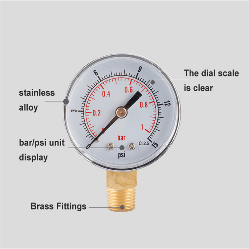 Õhk vee kütuse rõhumõõtur Kaasaskantav korrosioonivastane Gradueeritud põrutuskindel keemiainseneri mõõturi tarvikud