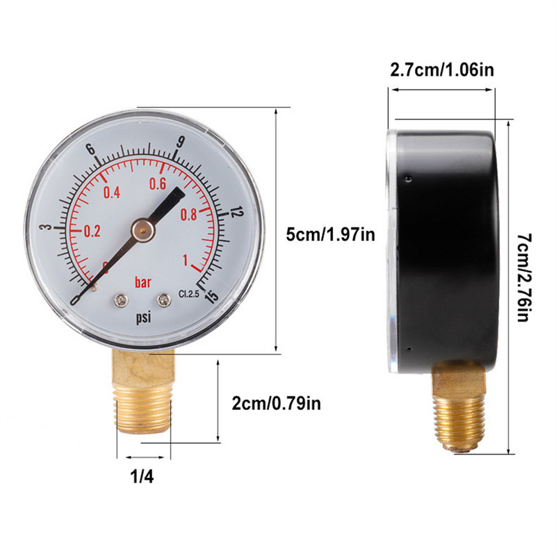 Õhk vee kütuse rõhumõõtur Kaasaskantav korrosioonivastane Gradueeritud põrutuskindel keemiainseneri mõõturi tarvikud