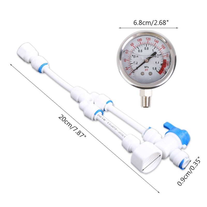 2-in1 veepuhastaja kraan torud rõhumõõturi testmõõtur 0-1,6 MPA vibratsioonivastane