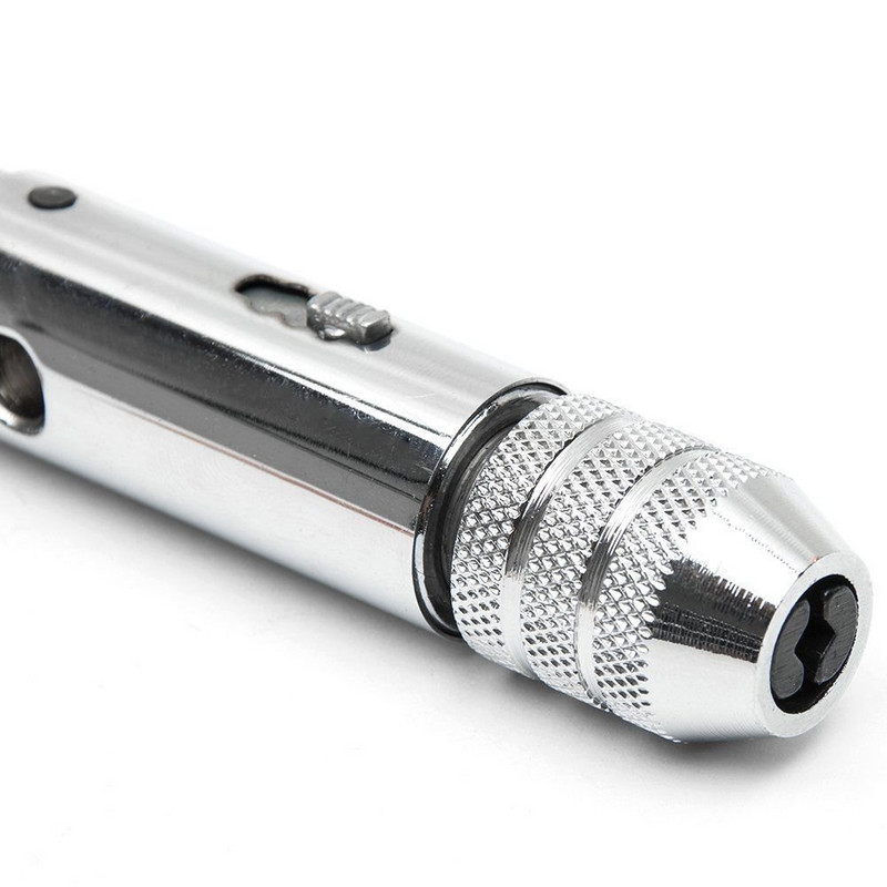 Reguleeritava hõbedase T-käepidemega põrkkraanihoidiku mutrivõti koos 5 tk M3-M8 3 mm-8 mm masina kruvikeermega meeterpistikuga T-kujuline kraan