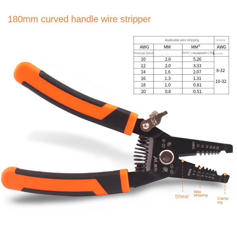 175 mm Kliješta za skidanje izolacije Skidač žice Višenamjenski prstenasti stiskač Električni alati za skidanje mrežnog kabela