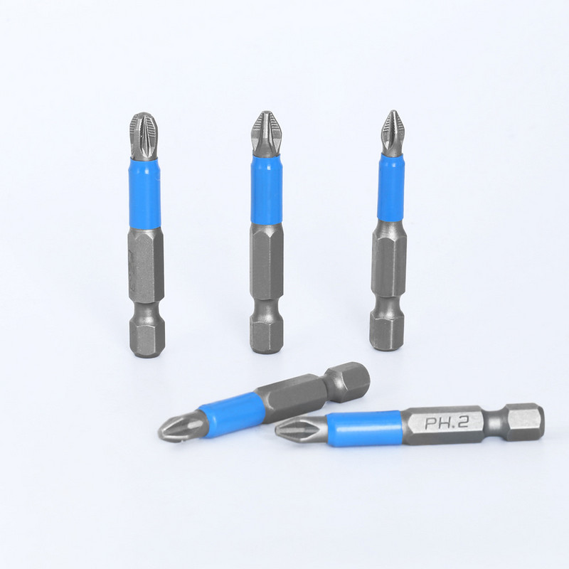 6/12 gab Skrūvgriežu uzgaļu komplekts 50mm PH2 Pretslīdēšana ar magnētisku 1/4" sešstūra kātu, kas piemērots rokas elektriskās urbjmašīnas rokas piederumiem
