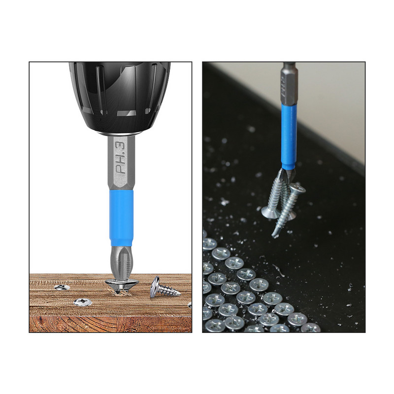 6/12 gab Skrūvgriežu uzgaļu komplekts 50mm PH2 Pretslīdēšana ar magnētisku 1/4" sešstūra kātu, kas piemērots rokas elektriskās urbjmašīnas rokas piederumiem