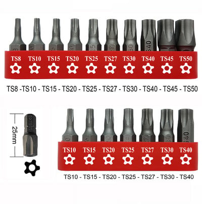 1/4 colio 25 mm ilgio magnetinio penkiakampio žvaigždės galvutės atsuktuvo antgaliai Pentalobe elektrinio atsuktuvo antgalio rankiniai įrankiai T8-T50