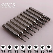 3/25 colių (4 mm) bitų Torx atsuktuvas T1 T2 T3 T4 T5 T6 T8 T9 T10 PH000 Pentalobe 0.8/1.2 skirtas Macbook Air Pro iphone