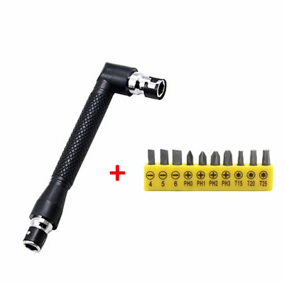 Nasadni ključ s dvostrukom glavom L-oblika, 1/4 inča, 6,35 mm, komplet bitova odvijača, držač svrdla pod kutom od 90 stupnjeva, set ručnih alata