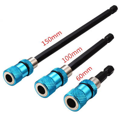 Μαγνητικό κατσαβίδι 1/4 ιντσών επέκτασης ράβδου κεφαλής Μαγνητικό κατσαβίδι Μοχλός γρήγορης μεταφοράς αυτοασφαλιζόμενη ράβδο προέκτασης 60/100/150 mm Εργαλεία χειρός