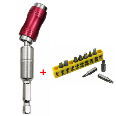 1/4 sešstūra magnētiskā leņķa adapteris skrūvgriežam, urbjmašīnai, pagriežamam bloķēšanas uzgalim ātrā turētāja vadotnes urbjmašīna, kokapstrādes pagarinātājs