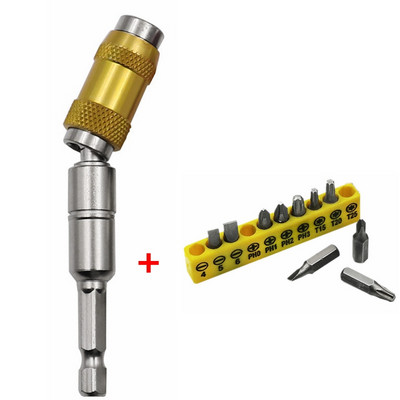 1/4 sešstūra magnētiskā leņķa adapteris skrūvgriežam, urbjmašīnai, pagriežamam bloķēšanas uzgalim ātrā turētāja vadotnes urbjmašīna, kokapstrādes pagarinātājs