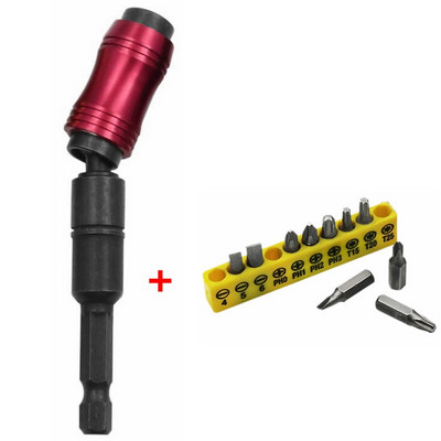 1/4 sešstūra magnētiskā leņķa adapteris skrūvgriežam, urbjmašīnai, pagriežamam bloķēšanas uzgalim ātrā turētāja vadotnes urbjmašīna, kokapstrādes pagarinātājs