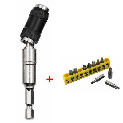 1/4 sešstūra magnētiskā leņķa adapteris skrūvgriežam, urbjmašīnai, pagriežamam bloķēšanas uzgalim ātrā turētāja vadotnes urbjmašīna, kokapstrādes pagarinātājs