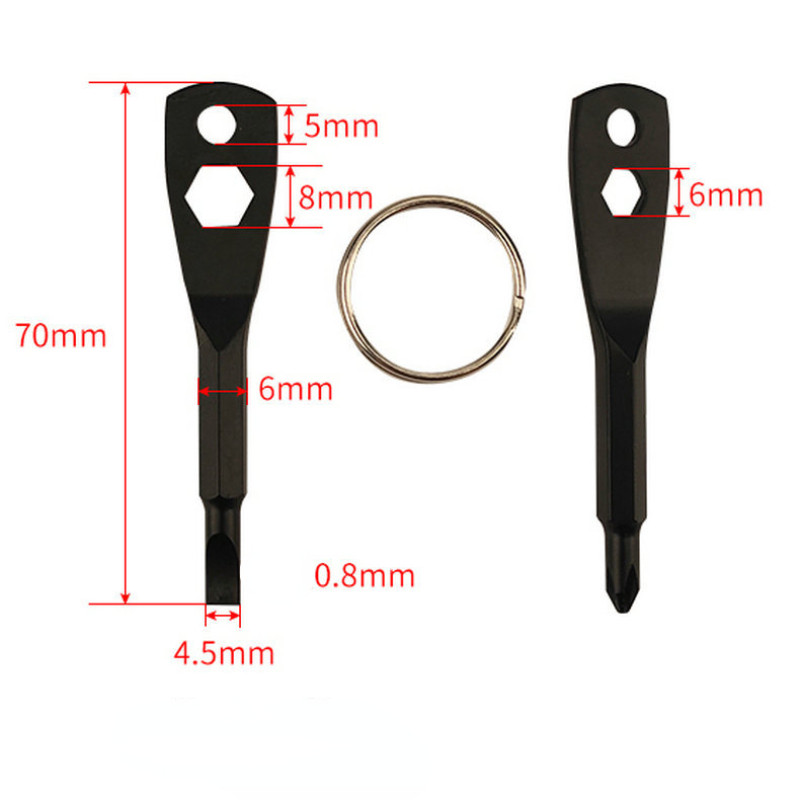 Set de set de șurubelnițe portabile 4 în 1, mini cheie cu piuliță, breloc pentru reparații de urgență în aer liber, unelte de mână, gadgeturi EDC de precizie