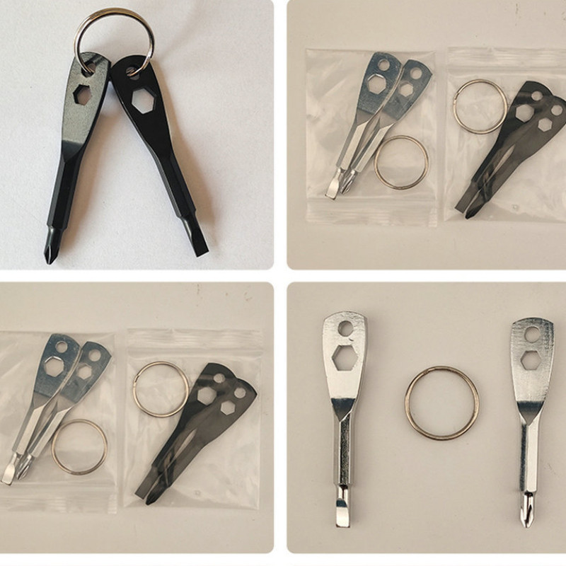 Set de set de șurubelnițe portabile 4 în 1, mini cheie cu piuliță, breloc pentru reparații de urgență în aer liber, unelte de mână, gadgeturi EDC de precizie
