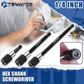 Towayer 1/4 inčni šesterokutni držač odvijača s brzim otpuštanjem, držač bitova s podesivim prstenom, produžna šipka 60 mm 100 mm 150 mm