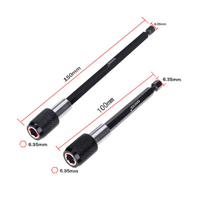 Towayer 1/4 inčni šesterokutni držač odvijača s brzim otpuštanjem, držač bitova s podesivim prstenom, produžna šipka 60 mm 100 mm 150 mm