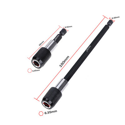 Towayer 1/4 inčni šesterokutni držač odvijača s brzim otpuštanjem, držač bitova s podesivim prstenom, produžna šipka 60 mm 100 mm 150 mm