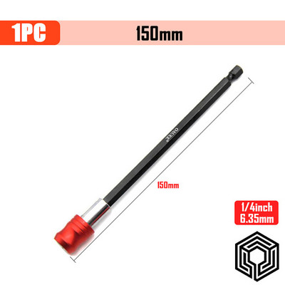 Towayer 1/4 inčni šesterokutni držač odvijača s brzim otpuštanjem, držač bitova s podesivim prstenom, produžna šipka 60 mm 100 mm 150 mm