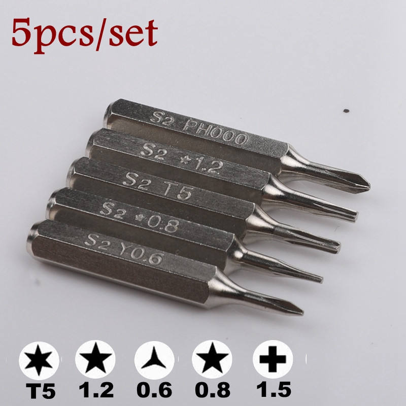 Precíziós, kiváló minőségű csavarhúzó bit S2 28mm×H4 3/25" TORX T2 T5 Phillips kéziszerszámok 3db iphone6/6S/7S/7P/8/8P/X/XR/MAX készülékhez