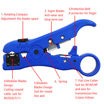 Автоматична машина за оголване на кабели Електрически инструменти за оголване за UTP STP RG59 RG6 RG7 RG11 Многофункционална резачка за оголване