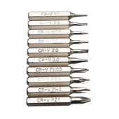 10tk 28mm magnetiline CR-V täppiskruvikeeraja otsikute komplekt PH00 PH0 Z1 Z0 3,0 2,0 1,0 T5 T4 0,8 Multifunktsionaalne Hex Torx pea remont