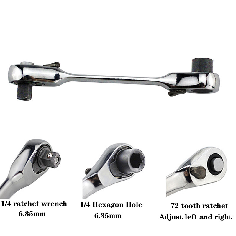 2 az 1-ben Mini hatlapfejű csavarhúzó fogantyú Kétirányú gyorskioldó villáskulcs Kettős fejű racsnis csavarkulcs 72 fogas