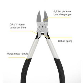 YLONDAO 5 6-инчови Cr-V пластмасови клещи Диагонални клещи Мини електронен инструмент за оголване на кабели Страничен нож Щипка за кабел Направи си сам Ремонт