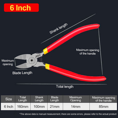 YLONDAO 5 6 collu Cr-V plastmasas knaibles diagonālās knaibles Mini elektroniskās stieples noņemšanas rīks sānu griezējs kabeļa knaibles DIY remonts
